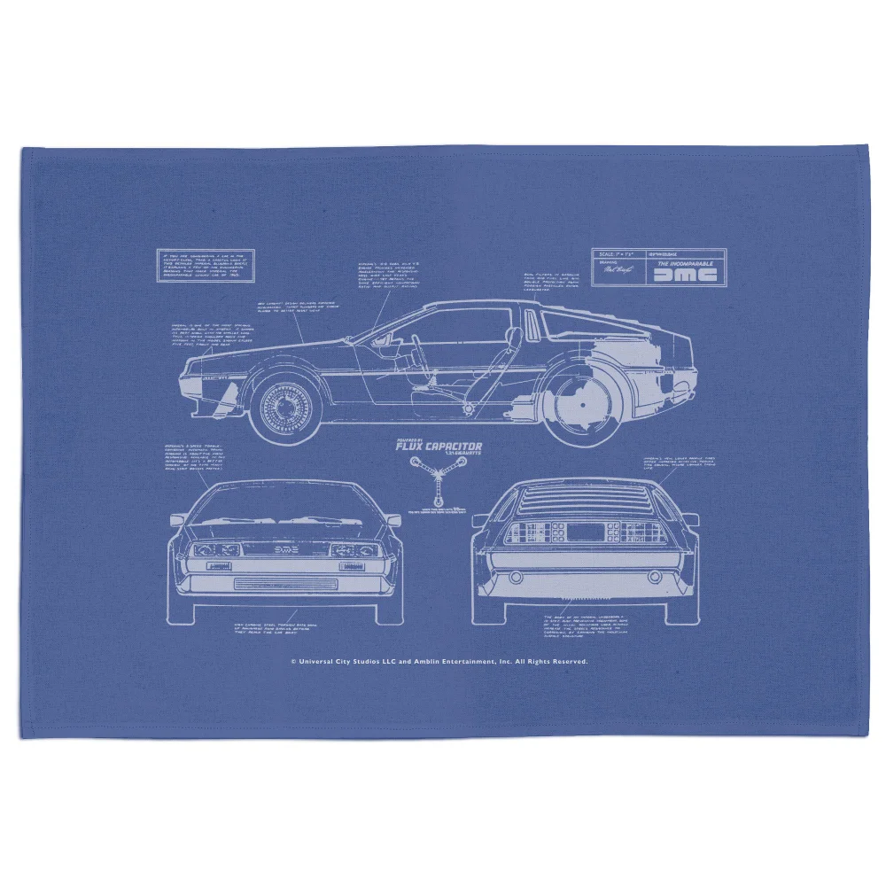 Back To The Future Deloreon Schematic Tea Towel Image 1