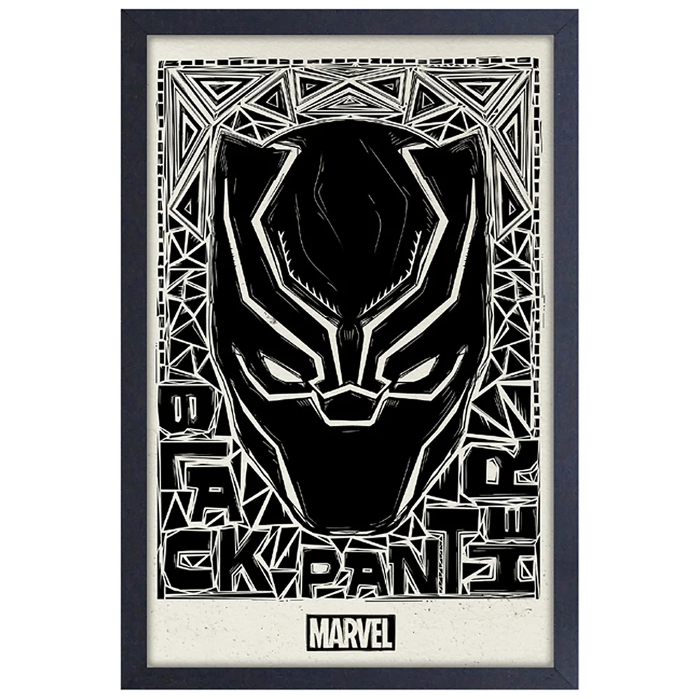 Marvel Black Panther Linocut Framed Art Print Image 1