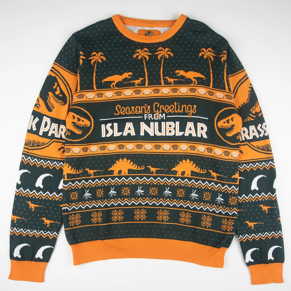 Jurassic Park Seasons Greetings from Isla Nublar Knitted Christmas Jumper - XS Image 1