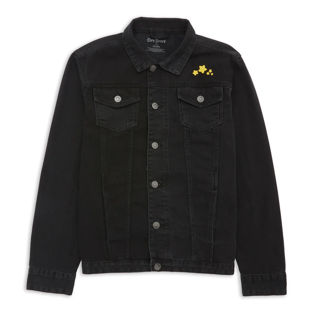 Care Bears In The Clouds Embroidered Denim Jacket - Black - S - Black Image 1