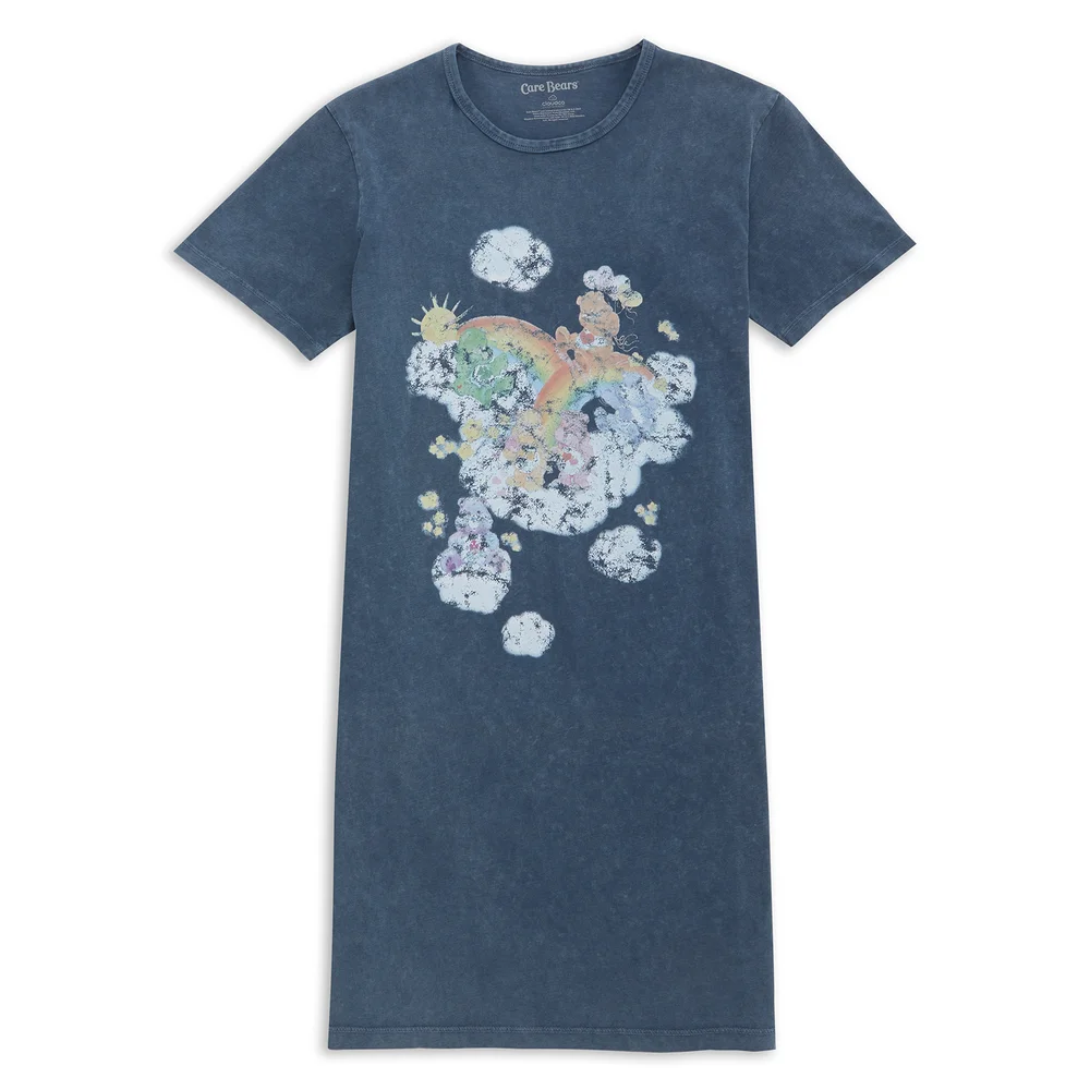 Care Bears In The Clouds Women's T-Shirt Dress - Navy Acid Wash - XXL - Navy Acid Wash Image 1