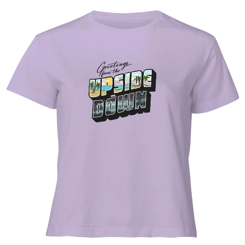Stranger Things Greetings From The Upside Down Women's Cropped T-Shirt - Lilac - XS Image 1