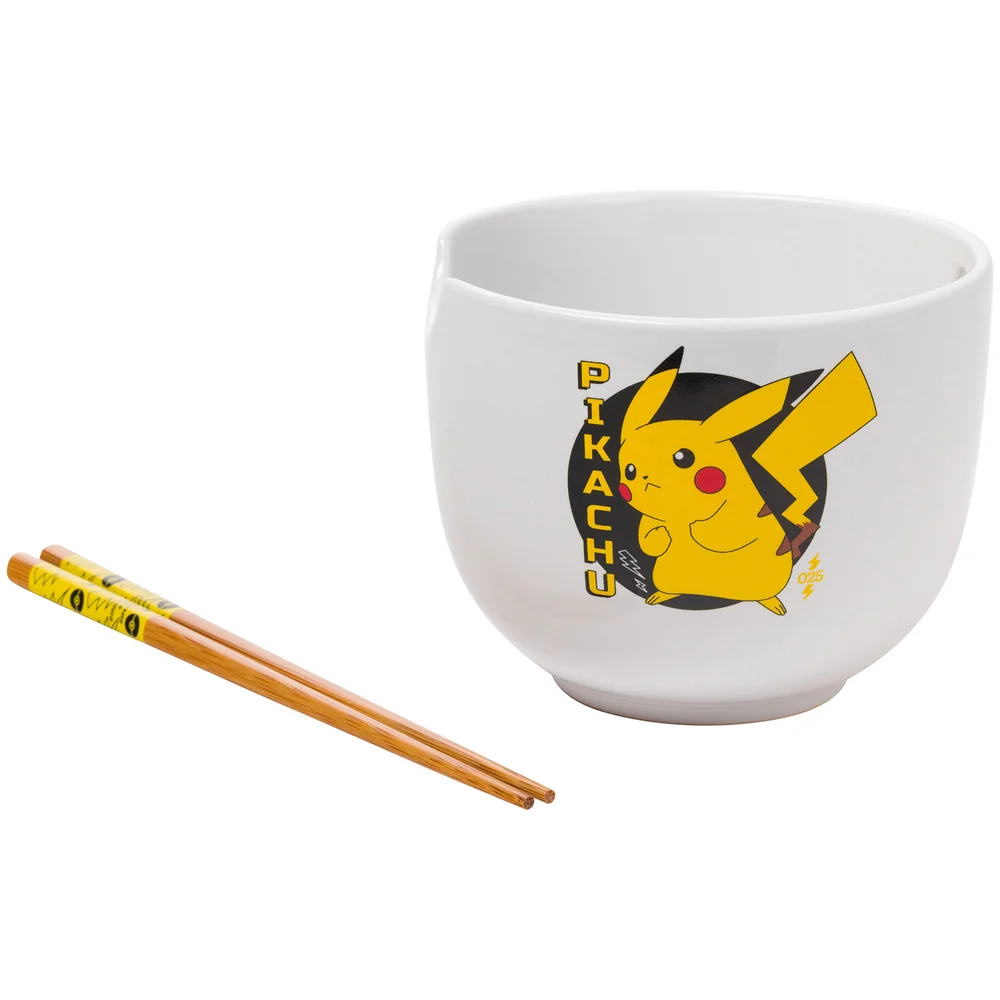 Pokémon Pikachu Ceramic Ramen Bowl with Chopsticks Image 1