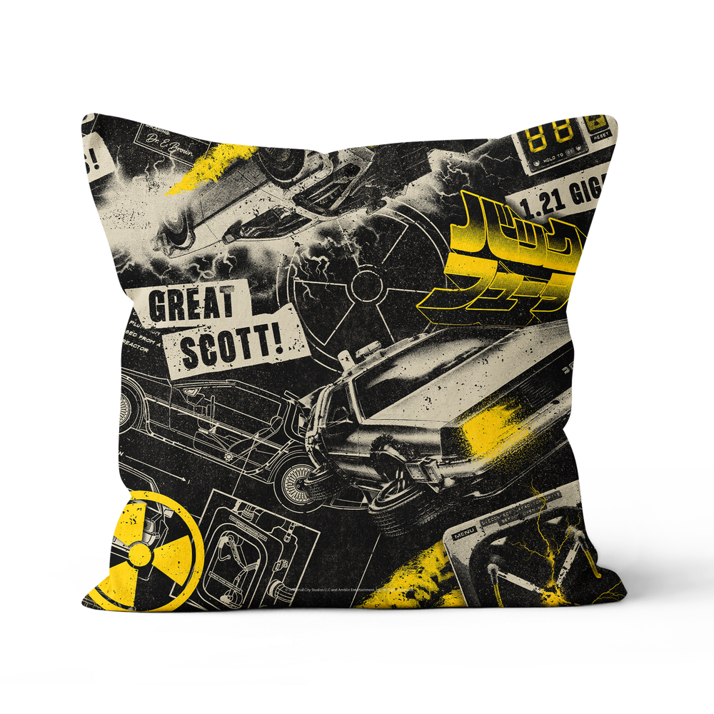Back To The Future 1.21 Gigawatts Square Cushion - 40x40cm - Soft Touch Image 1