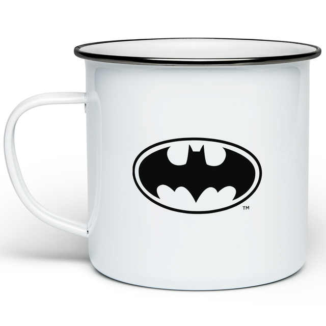 Batman Logo Enamel Mug - White