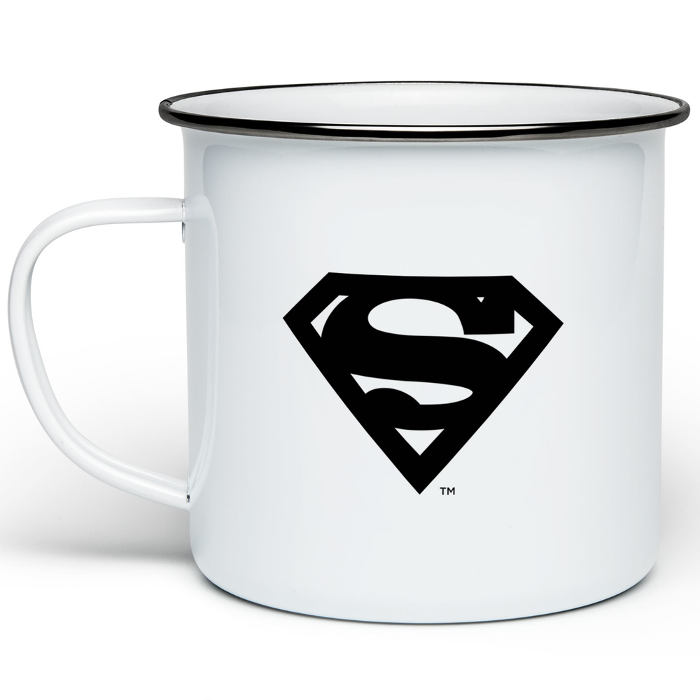 Superman Logo Enamel Mug - White Image 1