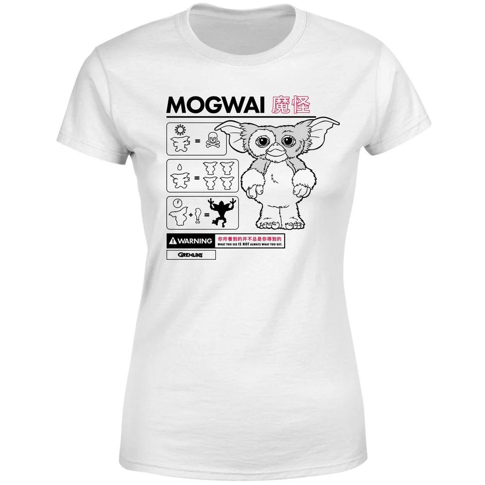 Gremlins Mogwai Instructional Women's T-Shirt - White - XL Image 1