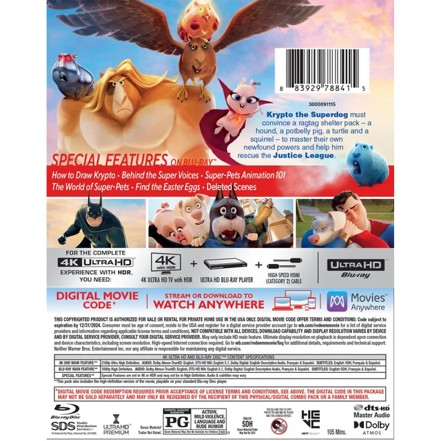DC League of Super-Pets 4K Ultra HD (Includes Blu-ray + Digital)