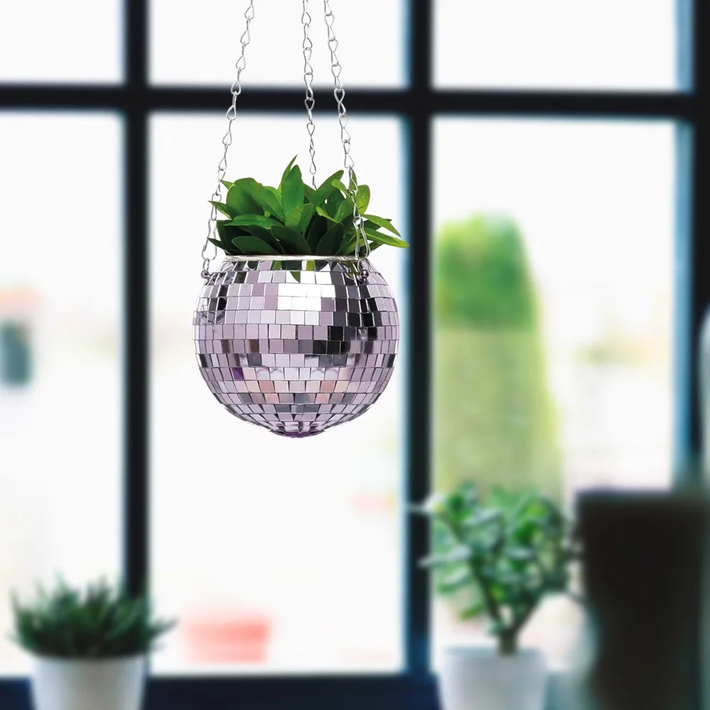 Disco Ball Hanging Planter 6" Image 1