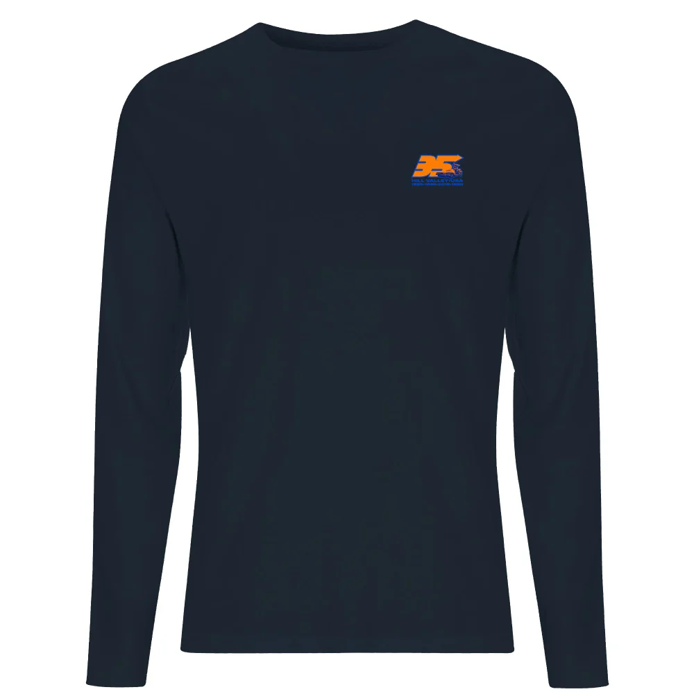 Back To The Future 35 Hill Valley Front Men's Long Sleeve T-Shirt - Navy - S Image 1