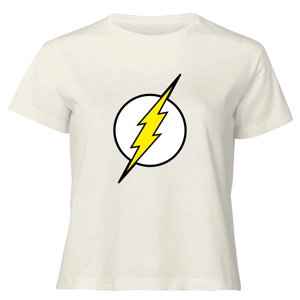 Justice League Flash Logo Women's Cropped T-Shirt - Cream - XS Image 1