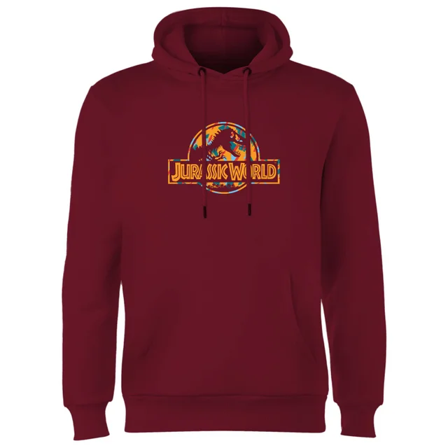 Jurassic Park Logo Tropical Hoodie - Burgundy