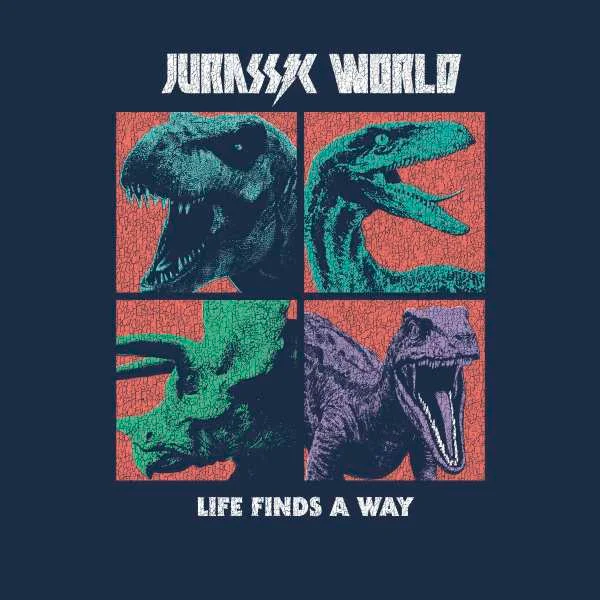 Jurassic Park World Four Colour Faces Hoodie - Navy