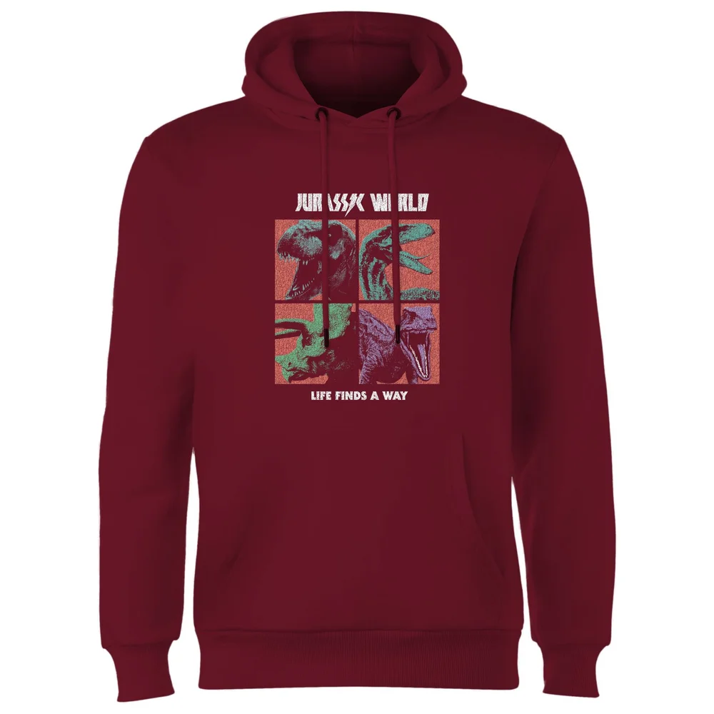 Jurassic Park World Four Colour Faces Hoodie - Burgundy - S Image 1
