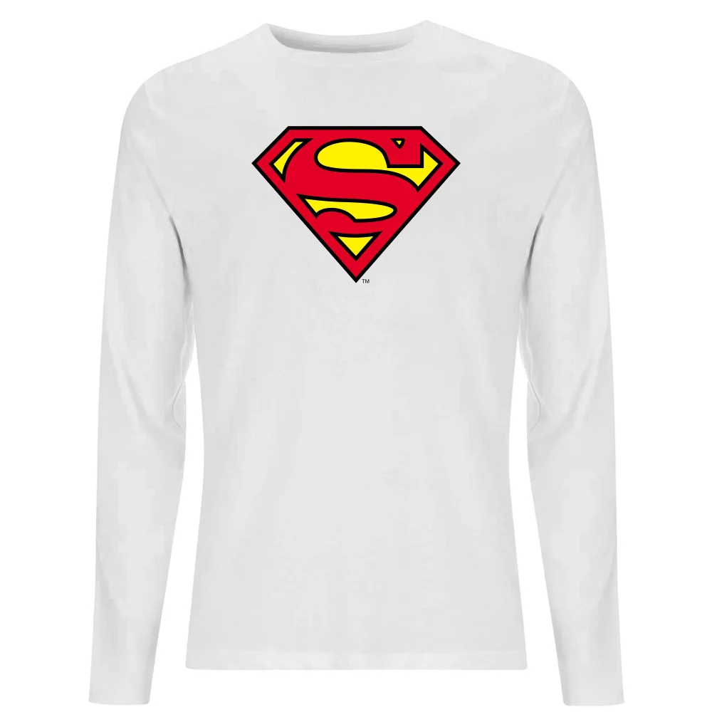 Official Superman Shield Men's Long Sleeve T-Shirt - White - S Image 1