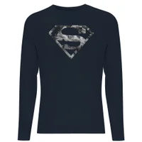 Marble Superman Logo Men's Long Sleeve T-Shirt - Navy