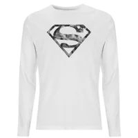 Marble Superman Logo Men's Long Sleeve T-Shirt - White