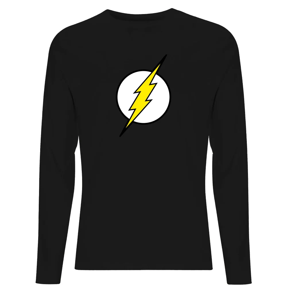 Justice League Flash Logo Men's Long Sleeve T-Shirt - Black - S Image 1