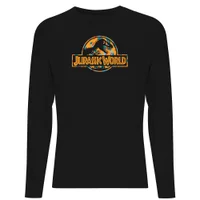 Jurassic Park Logo Tropical Men's Long Sleeve T-Shirt - Black