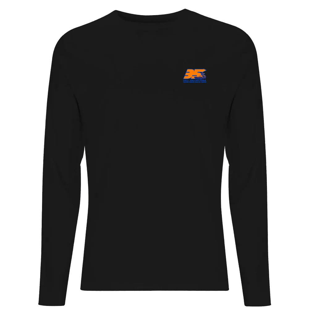 Back To The Future 35 Hill Valley Front Men's Long Sleeve T-Shirt - Black - XS Image 1