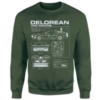 Back To The Future Delorean Schematic Sweatshirt - Green