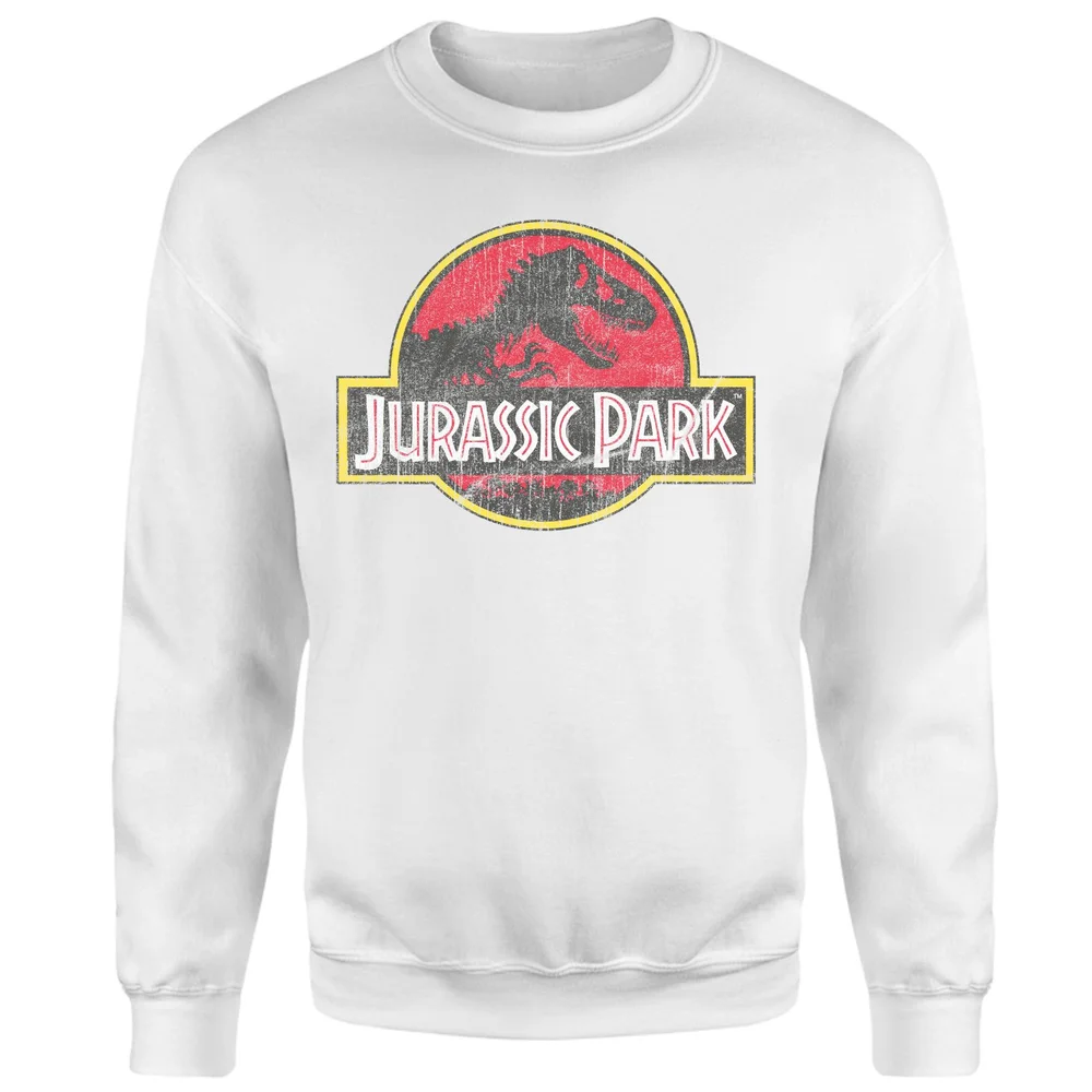 Jurassic Park Logo Vintage Sweatshirt - White - S Image 1