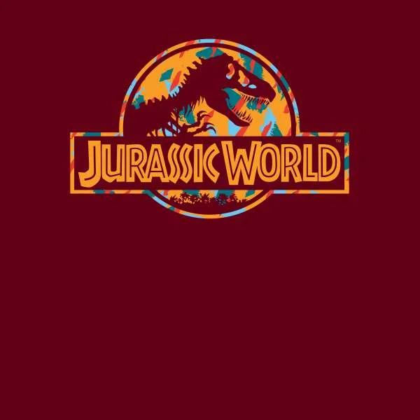Jurassic Park Logo Tropical Men's T-Shirt - Burgundy