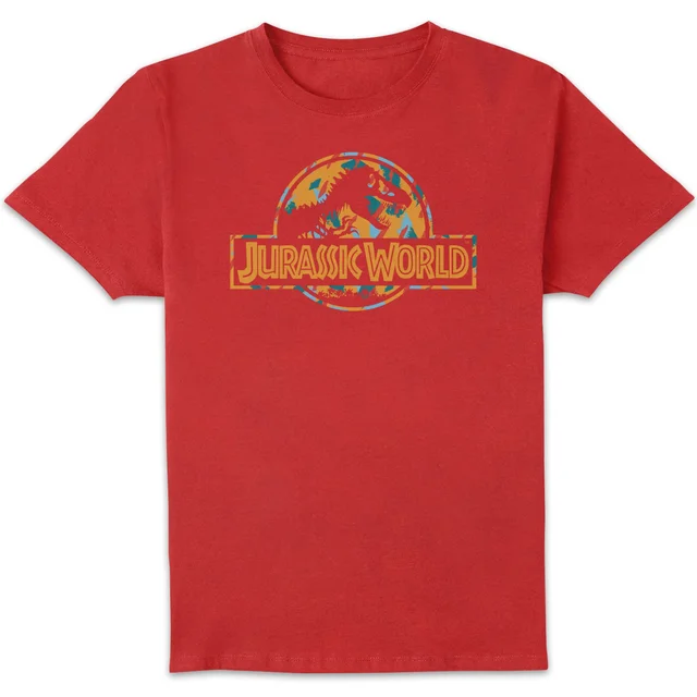 Jurassic Park Logo Tropical Men's T-Shirt - Red