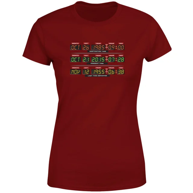 Back To The Future Destination Clock Women's T-Shirt - Burgundy