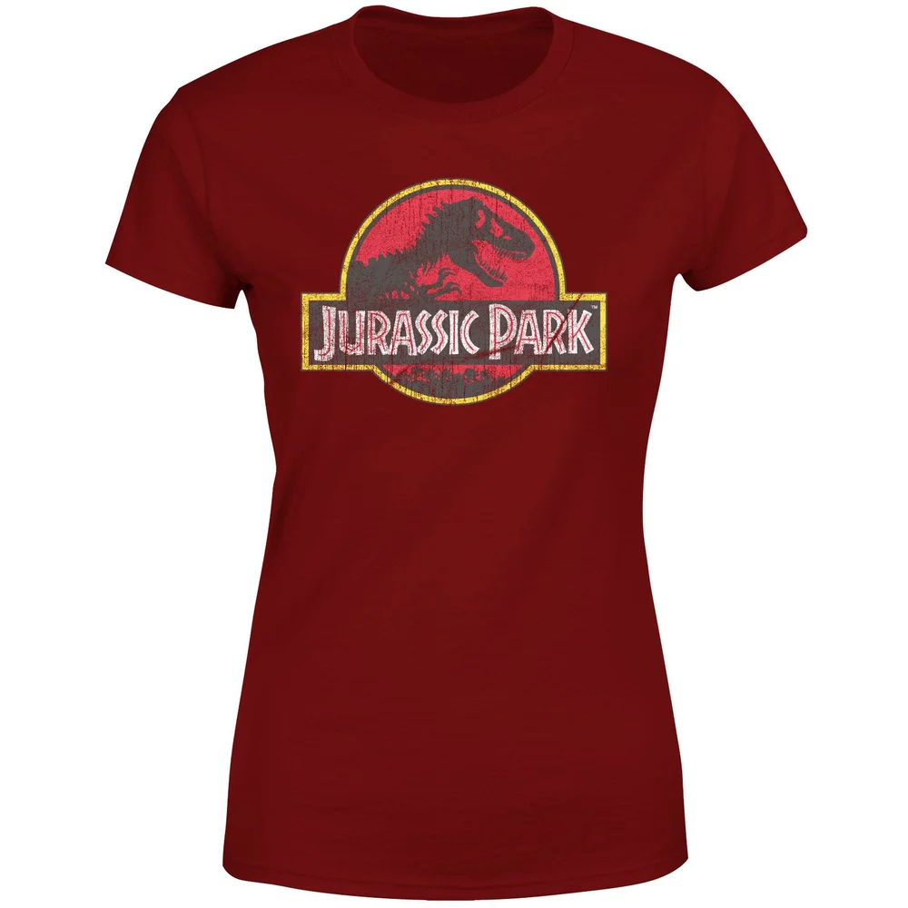 Jurassic Park Logo Vintage Women's T-Shirt - Burgundy - XS Image 1