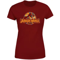 Jurassic Park Logo Tropical Women's T-Shirt - Burgundy