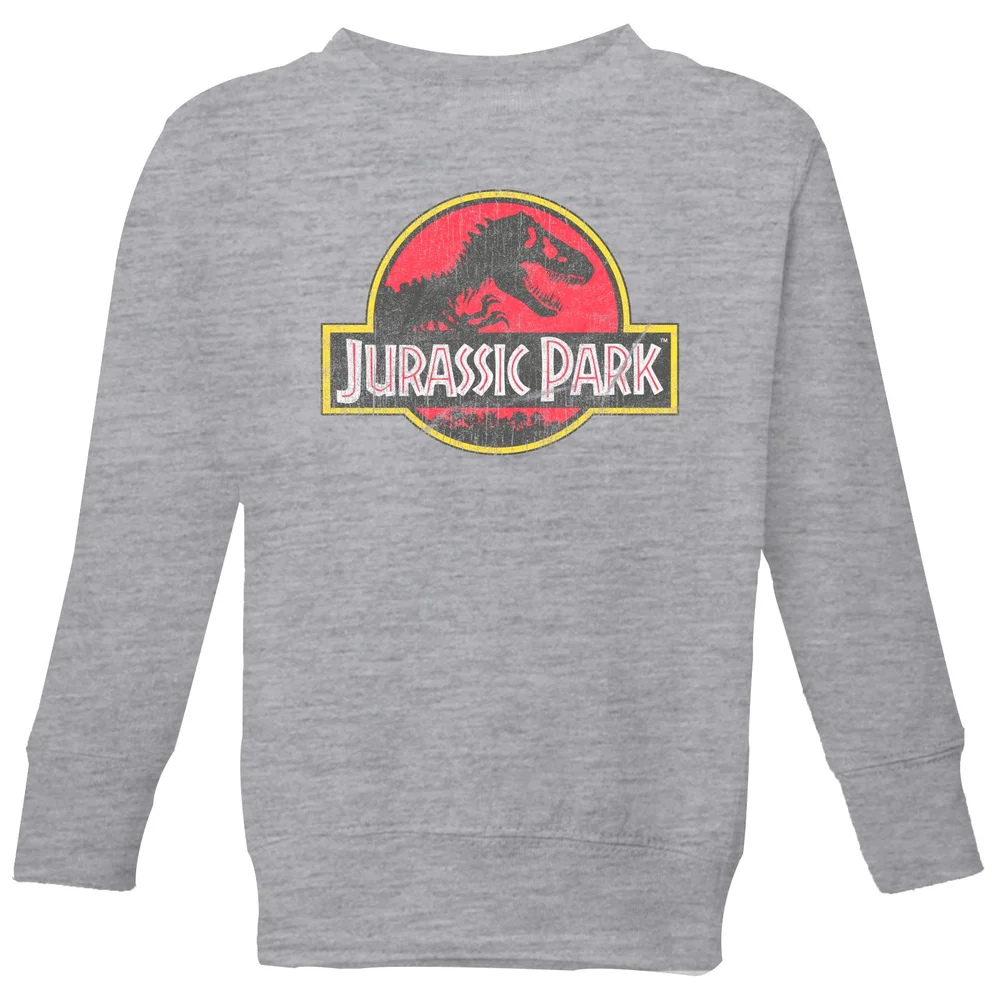 Jurassic Park Logo Vintage Kids' Sweatshirt - Grey - 7-8 Years Image 1