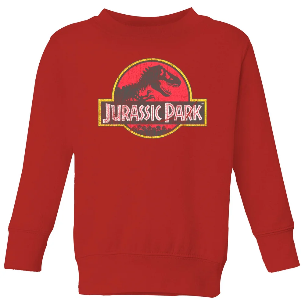Jurassic Park Logo Vintage Kids' Sweatshirt - Red - 3-4 Years Image 1