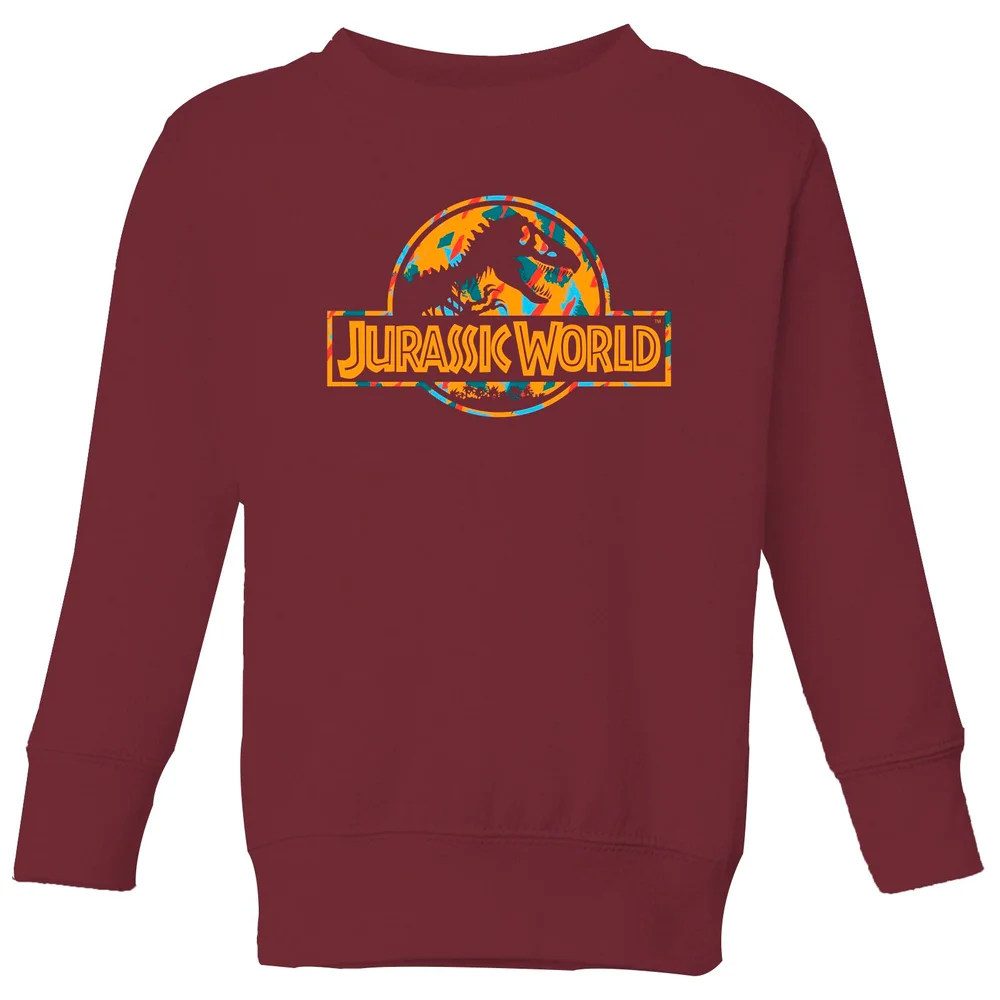 Jurassic Park Logo Tropical Kids' Sweatshirt - Burgundy - 3-4 Years Image 1