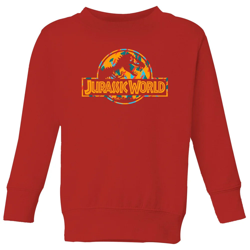 Jurassic Park Logo Tropical Kids' Sweatshirt - Red - 3-4 Years Image 1
