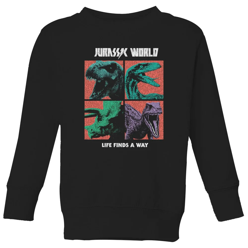 Jurassic Park World Four Colour Faces Kids' Sweatshirt - Black - 3-4 Years Image 1