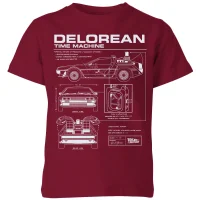 Back To The Future Delorean Schematic Kids' T-Shirt - Burgundy