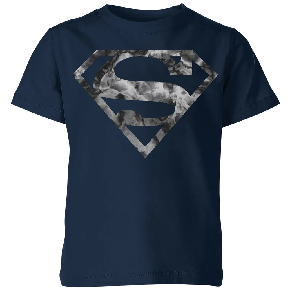 Marble Superman Logo Kids' T-Shirt - Navy - 3-4 Years Image 1