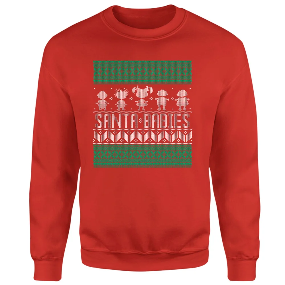 Rugrats Santa Babies Christmas Jumper - Red - S Image 1