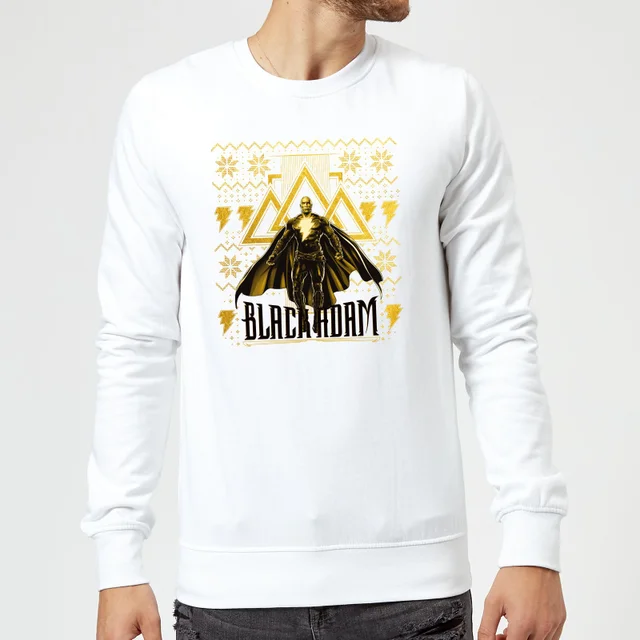 Black Adam Gold Christmas Christmas Jumper - White