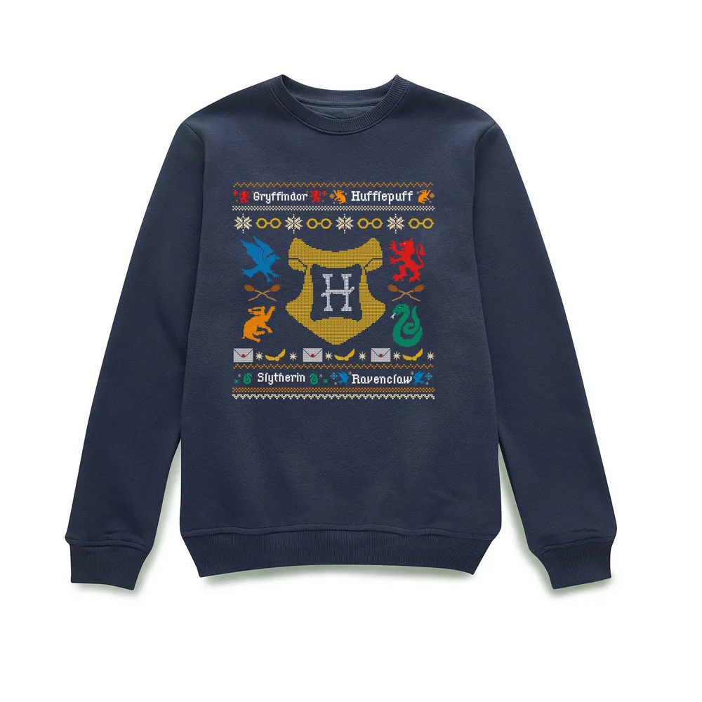 Harry Potter Houses Christmas Jumper - Navy - S Image 1