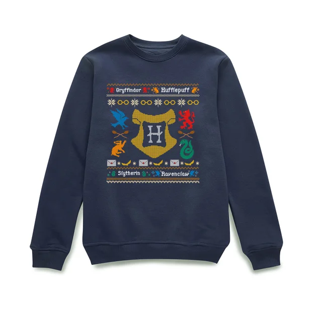 Harry Potter Houses Christmas Jumper - Navy