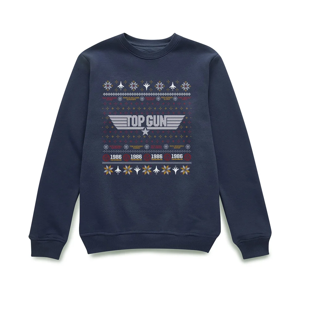 Top Gun Festive Flight Christmas Jumper - Navy - XS Image 1