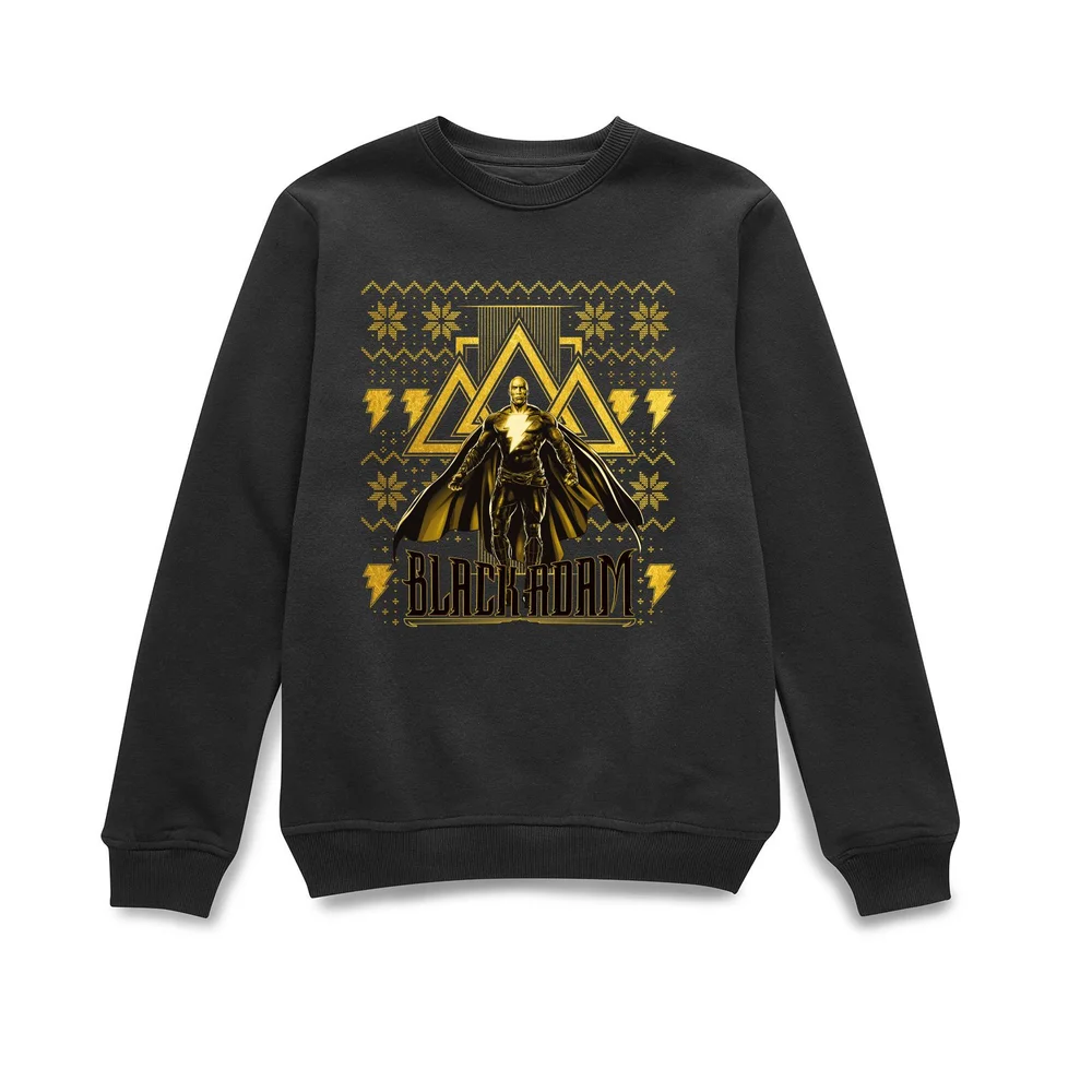 Black Adam Gold Christmas Christmas Jumper - Black - XS Image 1