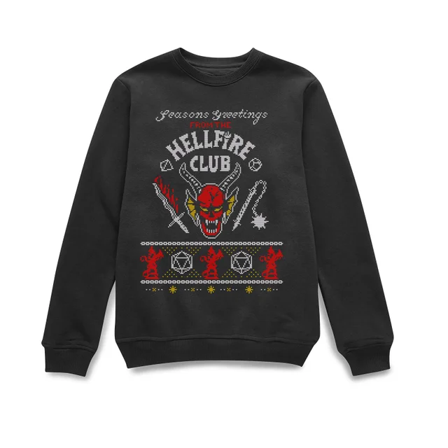 Stranger Things Hellfire Club Christmas Christmas Jumper - Black