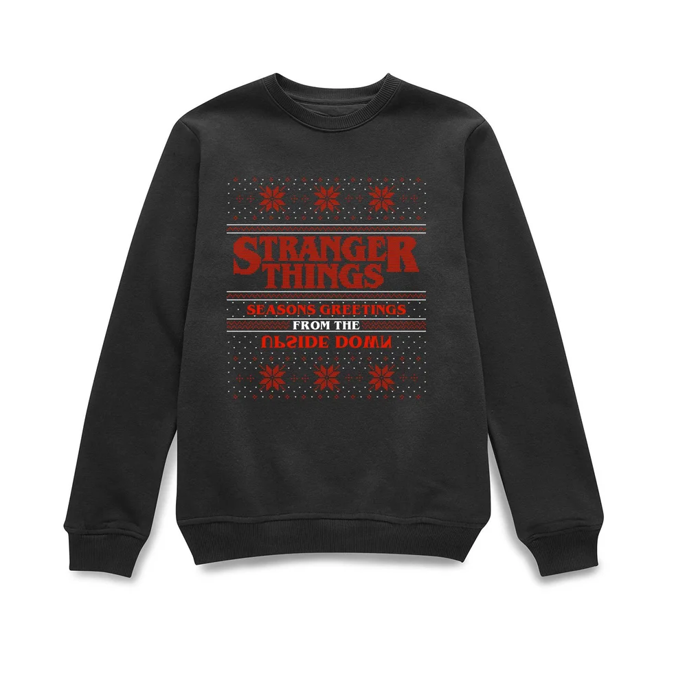 Stranger Things Seasons Greetings From The Upside Down Christmas Jumper - Black - S Image 1