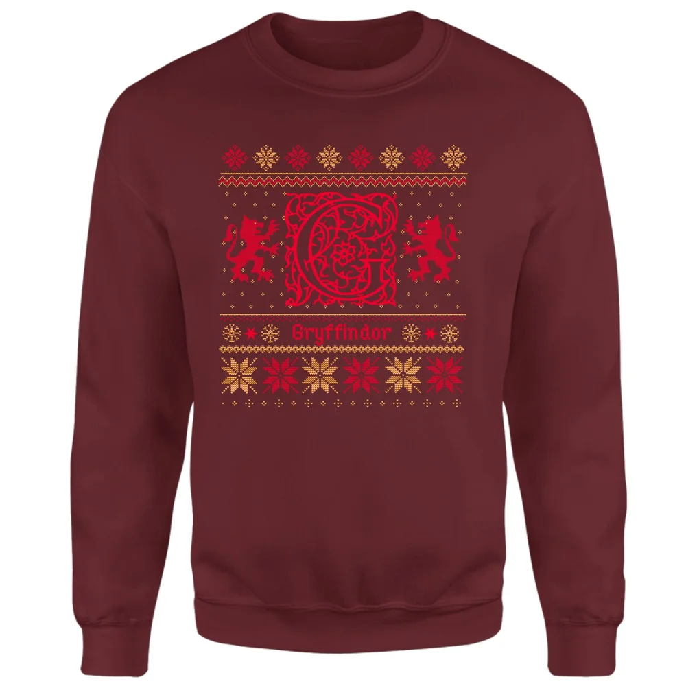 Harry Potter Gryffindor Christmas Christmas Jumper - Burgundy - S Image 1