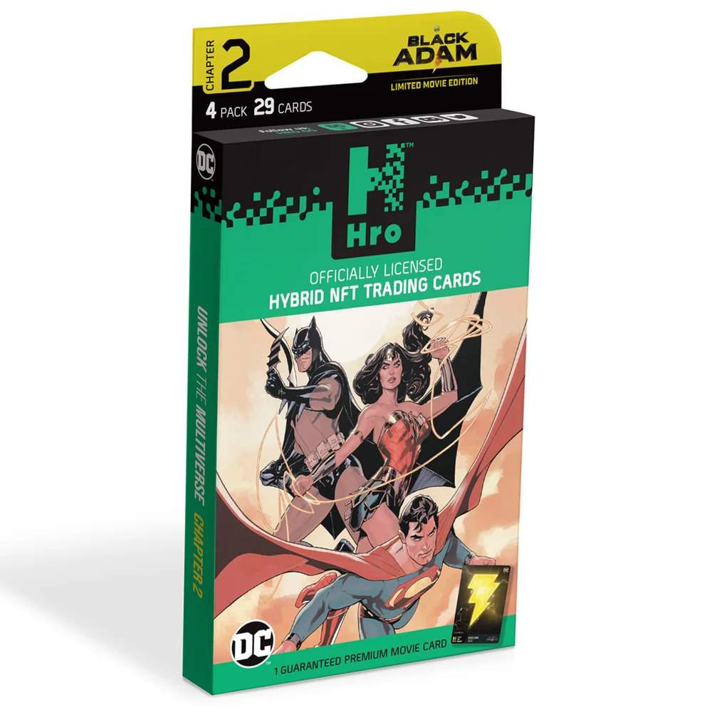 DC Unlock The Multiverse Black Adam 4 - Pack Starter Pack - Hro Hybrid NFT Trading Cards, 28 Cards Starter Pack Image 1