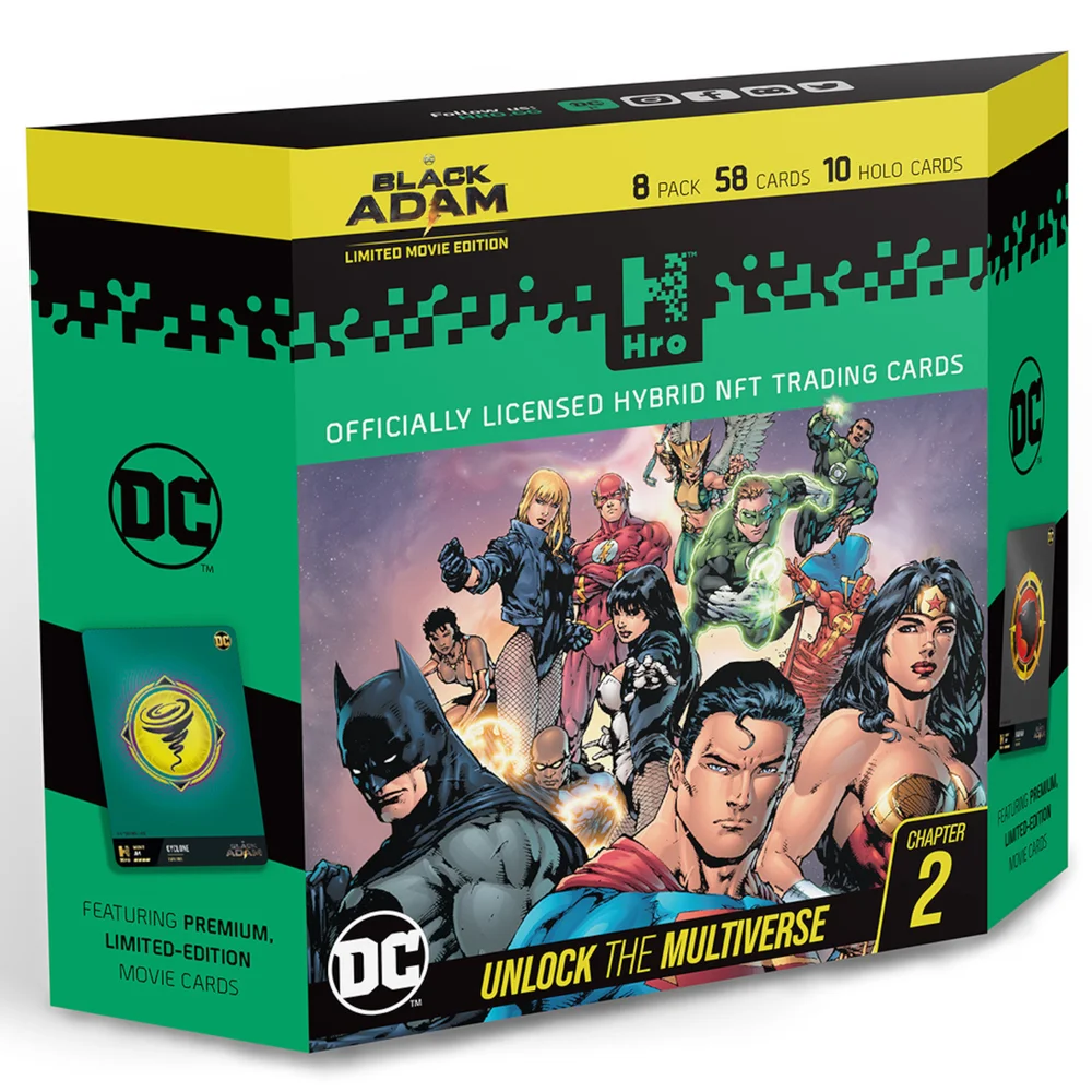 DC Unlock The Multiverse Black Adam 8 - Pack Starter Pack - Hro Hybrid NFT Trading Cards, 58 Cards Starter Pack Image 1