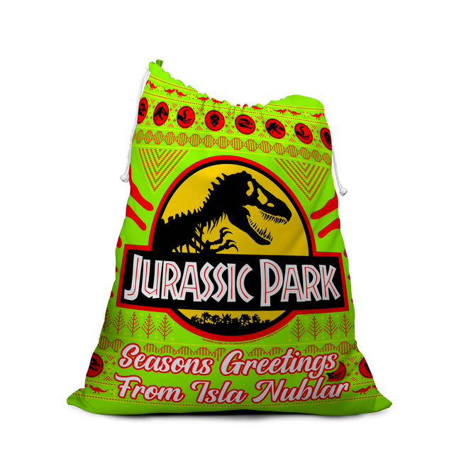 Seasons Greetings From Isla Nublar Neon Christmas Santa Sack